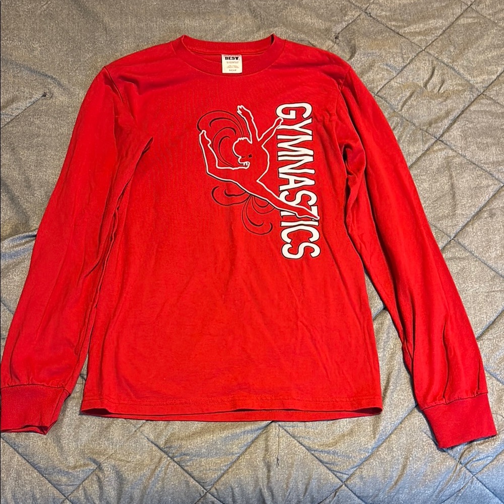 Red Gymnastics Long Sleeve Shirt. Very Comfortable. Size Small